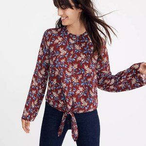 Madewell Bell-Sleeve Tie Top in Antique Flora